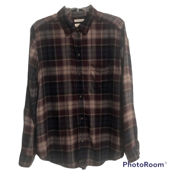 American Eagle Outfitters Tops - American Eagle Ahh-mazily Soft Button Down Long Sleeve Striped Flannel Size L